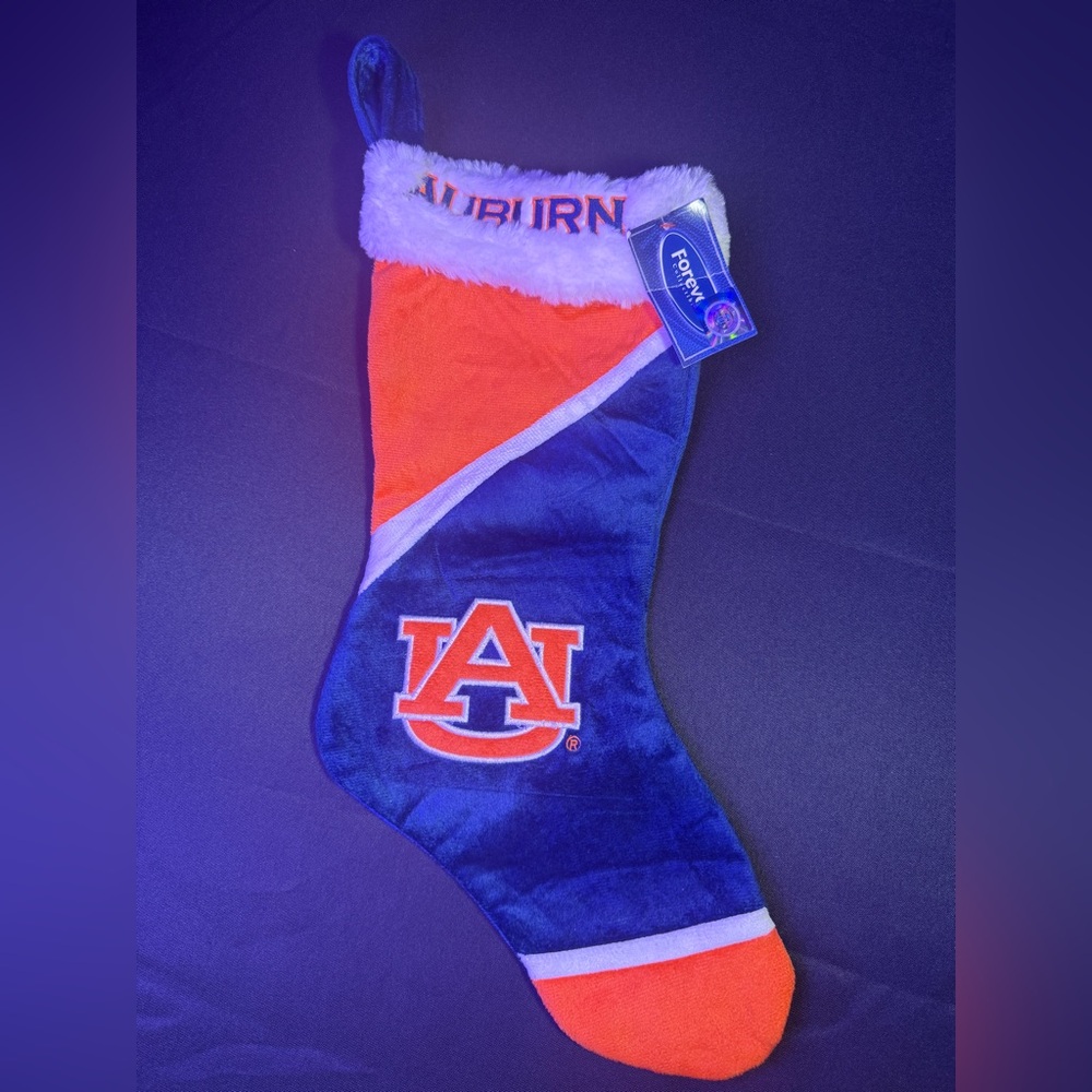 Forever Collectibles Orange and Blue Stitched Logo Auburn Tigers Stocking NWT - Picture 1 of 5